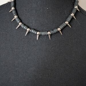 Black Spike Beaded Choker Necklace - Brand